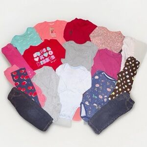 Huge Babygirl Bundle Of 17 Carter’s Cloud Island Bodysuits & Pants 6-9 Months